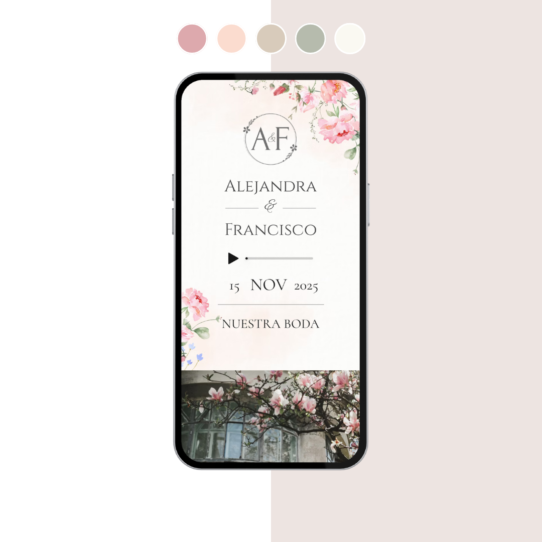 Invitación de Bodas Digital Estilo Primavera – Mi Convite, image size:1080x1080