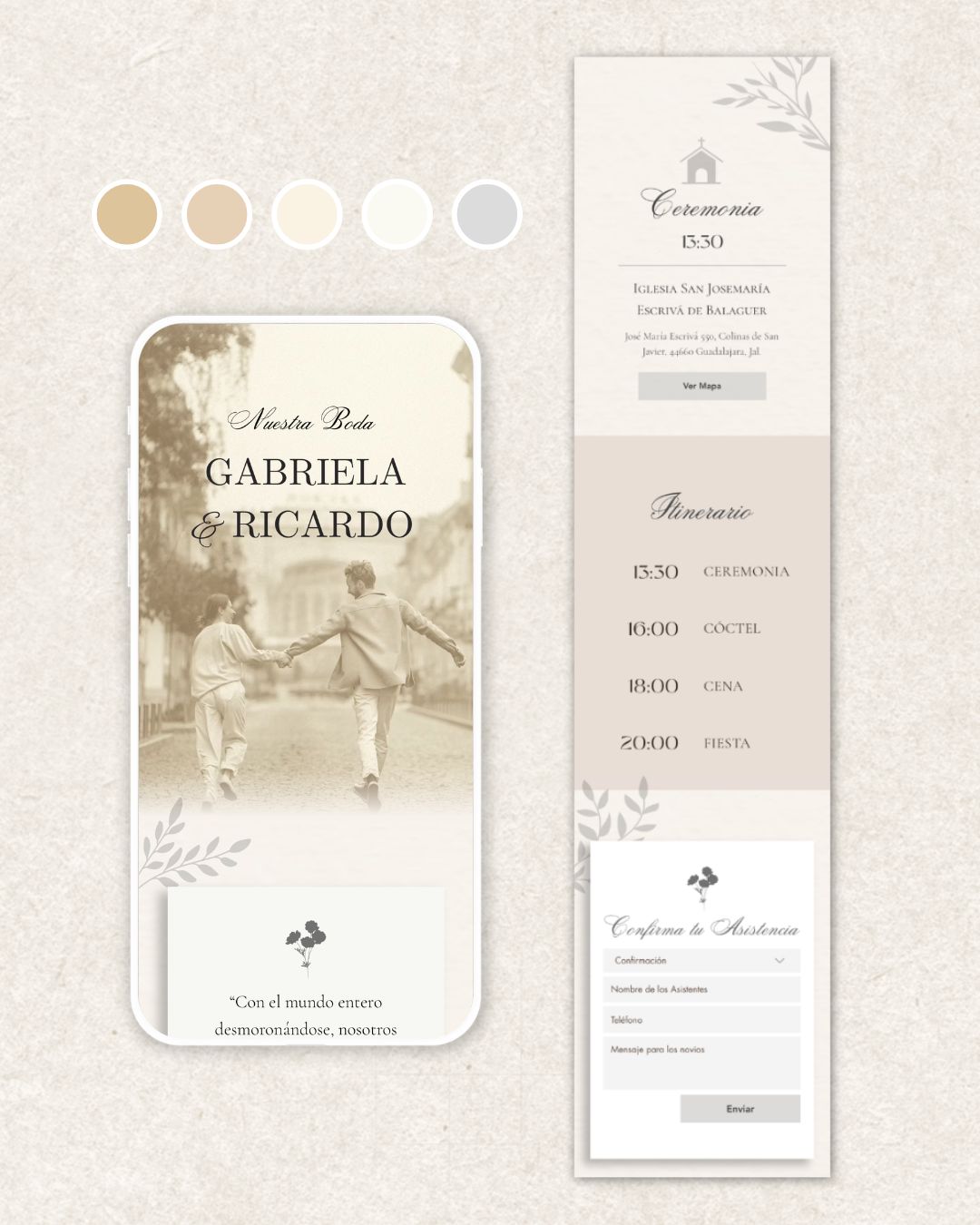 Invitación de Bodas Digital Estilo Champagne, image size:1080x1350